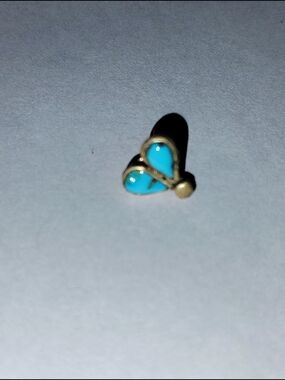 Single 925 Sterling Silver Turquoise Heart Stud Earring Cute Minimalist